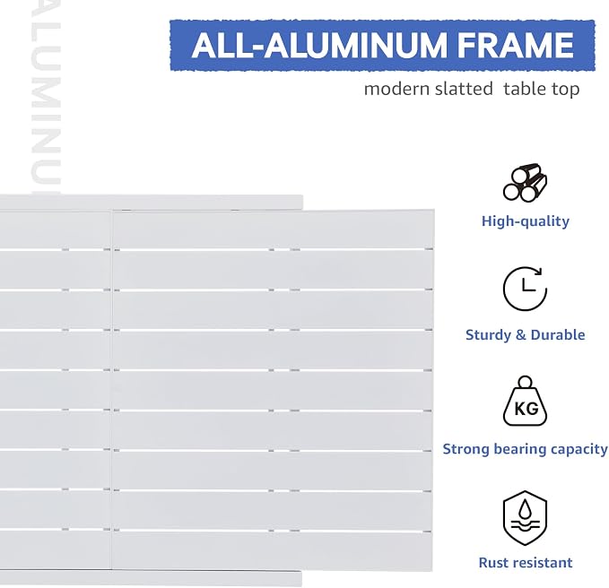 Soleil Jardin Aluminum Patio Extendable Dining Table, Adjustable Indoor Outdoor - Image 5
