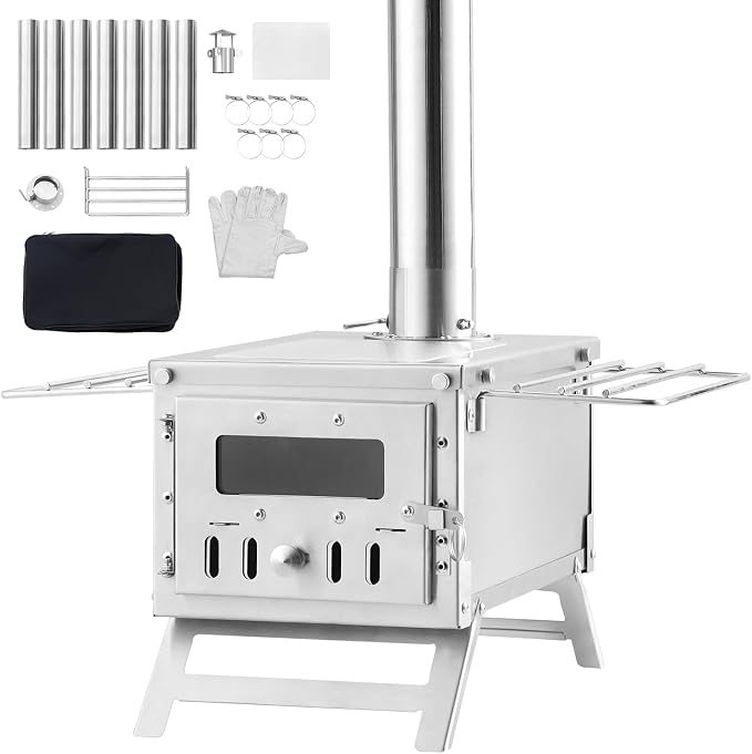 VEVOR Camping Wood Stove Stainless Steel Camping Tent Stove, Portable Wood - Image 10