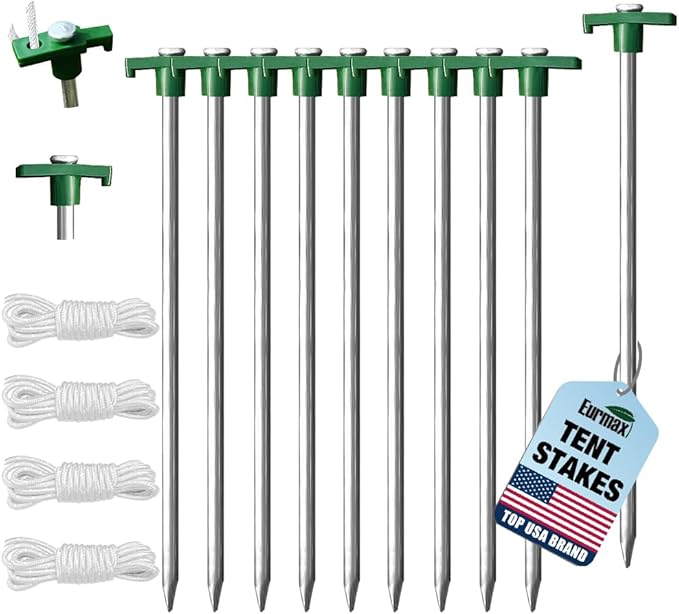 Eurmax USA Galvanized Non-Rust Camping Family Tent Pop Up Tent Stakes Canopy by Eurmax