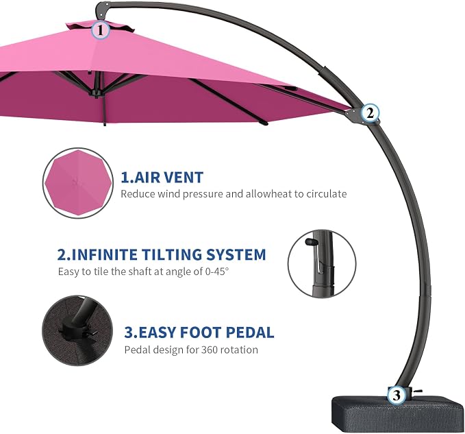 7 Piece Patio Dining Set with 11ft Patio Umbrella, 7 Navy Outdoor HDPE Dining - Image 4