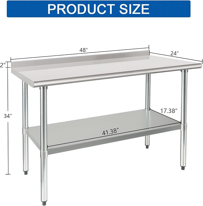 HARDURA Stainless Steel Table Prep & Work Table 24 x 48 Inches NSF Heavy Duty - Image 2