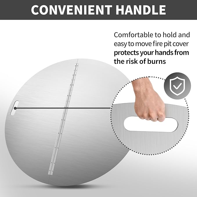 RYFT Fire Pit Lid Round, 40 Inch, 304 Stainless Steel Foldable Cover - Image 3