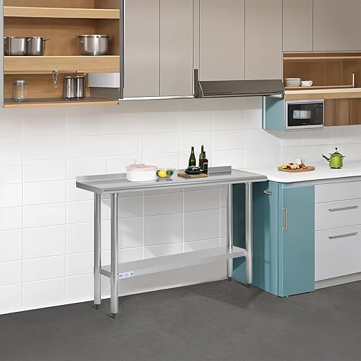 Hally Stainless Steel Table for Prep & Work 14 x 48 Inches, NSF Commercial - Image 2