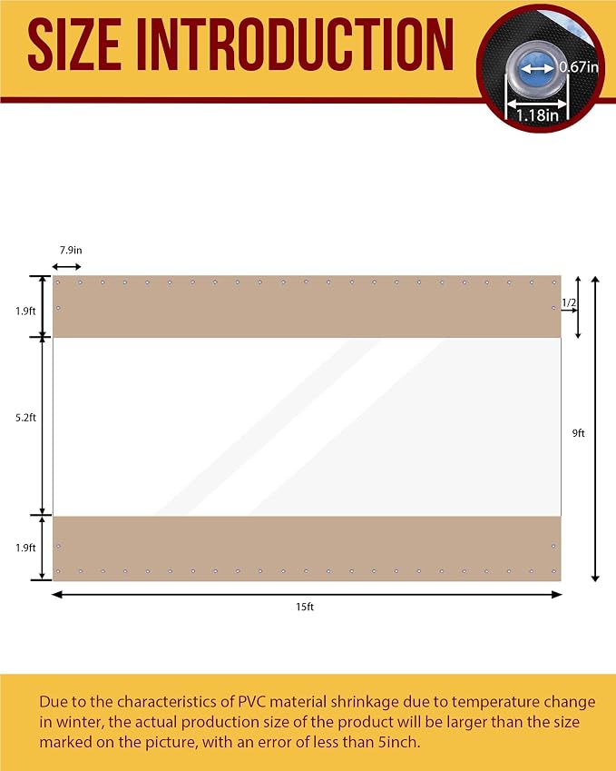 FoundGo 9'Hx15'W Outdoor Vinyl Curtains - Image 2