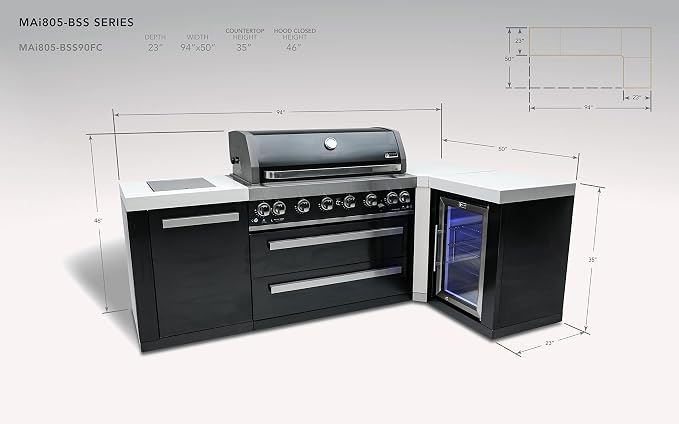 Mont Alpi MAi805-BSS90FC Black Stainless Steel 90 Degree Corner Gas Outdoor - Image 7