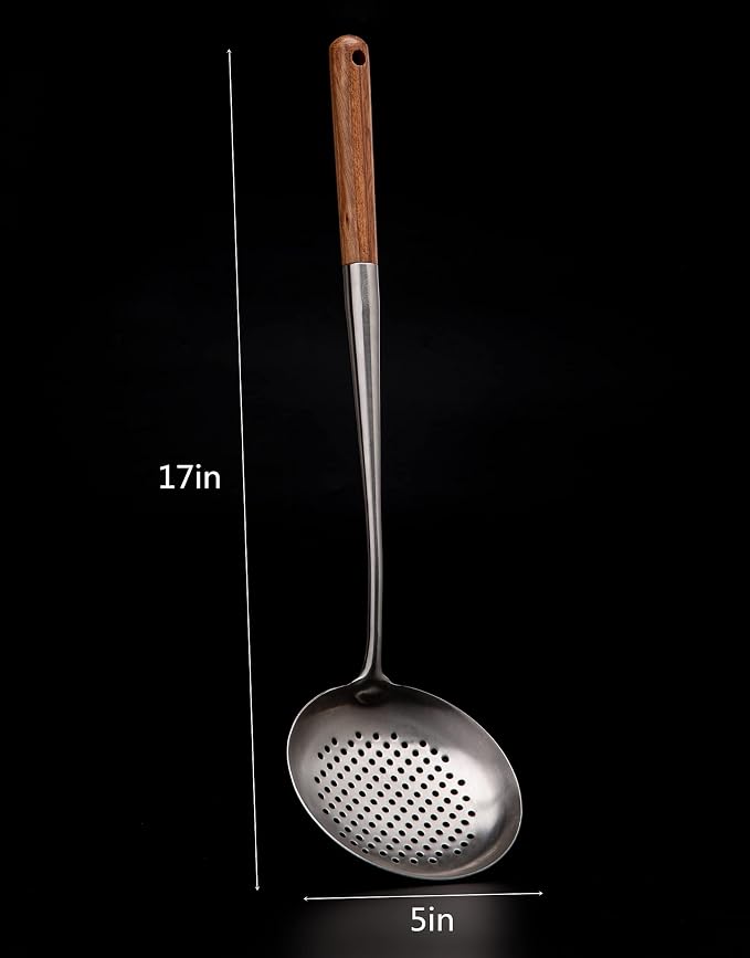 FJNATINH Solid 304 Stainless Steel Skimmer Slotted Spoon Colander Strainer Ladle - Image 2