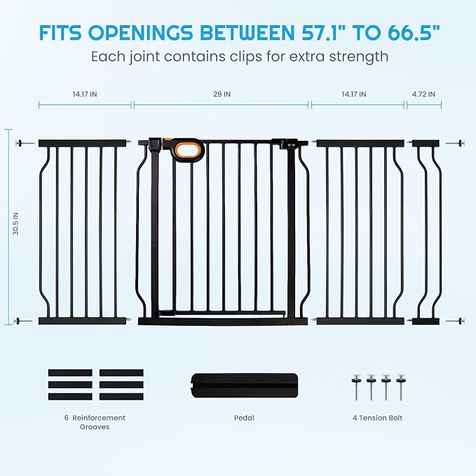 owlie Stair Baby Gate 57-66 Inch, Extra Wide Safety Gate - Image 3