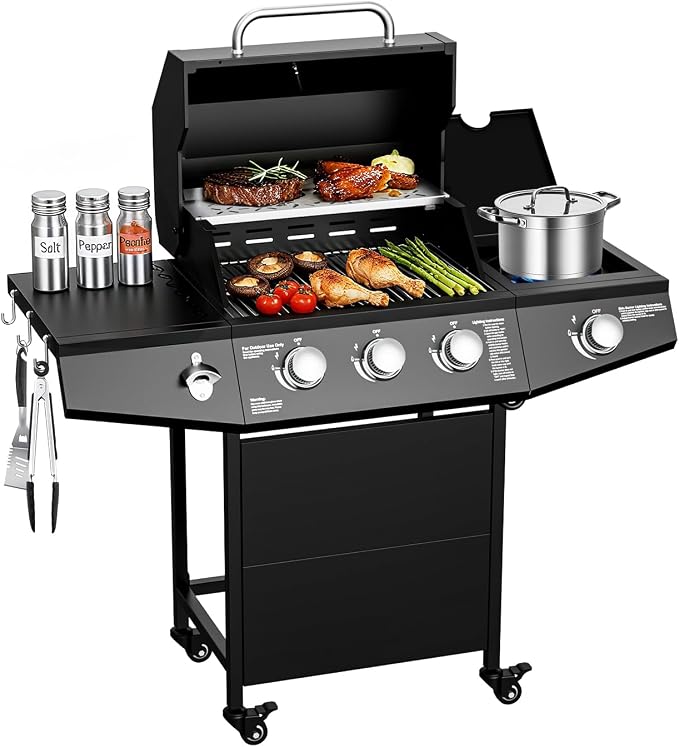40, 000 BTU Propane Gas Grill, 3 Burner Gas Grill by LOUAORIS