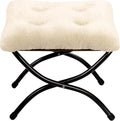HollyHOME 15" Folding Footrest Stool, Upholstered Small Foldable Ottoman by HollyHOME