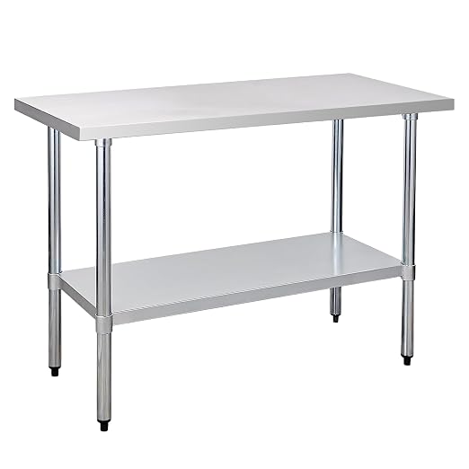 Stainless Steel Table for Prep & Work 24 x 48 Inches, NSF Heavy Duty Commercial by OKEYOLIVE
