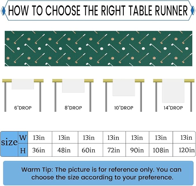 Golf Club Golf Ball Table Runner Kitchen Dining Table Runner 13*48in Table - Image 2