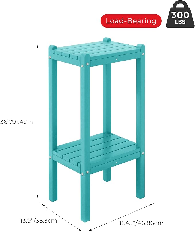 Costaelm Outdoor Side Table, 2-Tier Small Patio Coffee Tables - Image 3