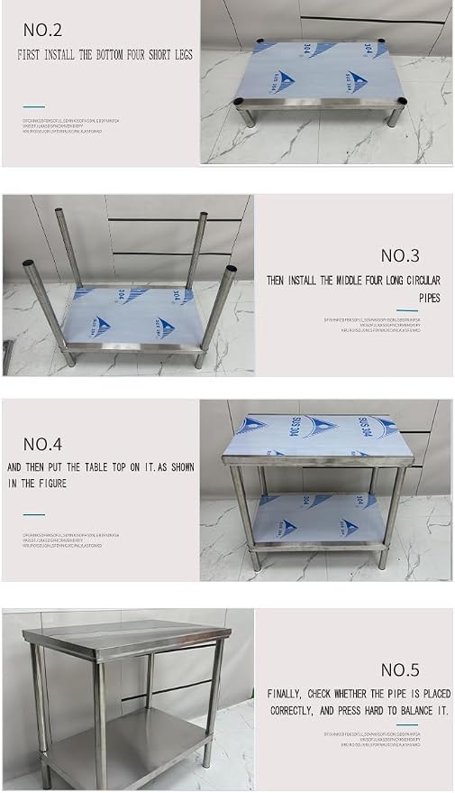 Stainless Steel Commercial Kitchen Prep Table, 39x20 Inch, NSF Work Table - Image 9