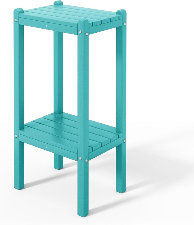 Costaelm Outdoor Side Table, 2-Tier Small Patio Coffee Tables by Costaelm