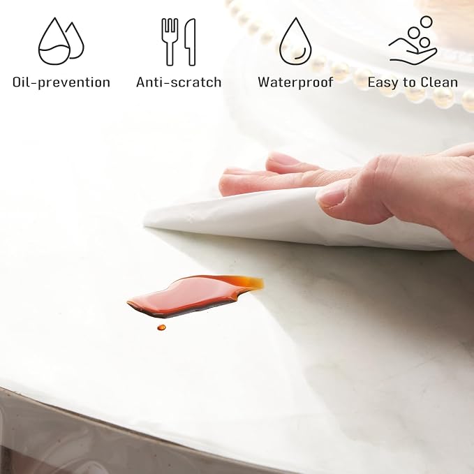 Clear Plastic Tablecloth Protector Round 60inch Diameter Waterproof Oilproof - Image 3