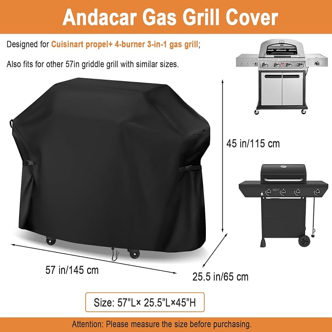 Gas Grill Cover for Cuisinart Propel + 4-Burner 3-in-1 Gas Grill, 57 Inch - Image 3