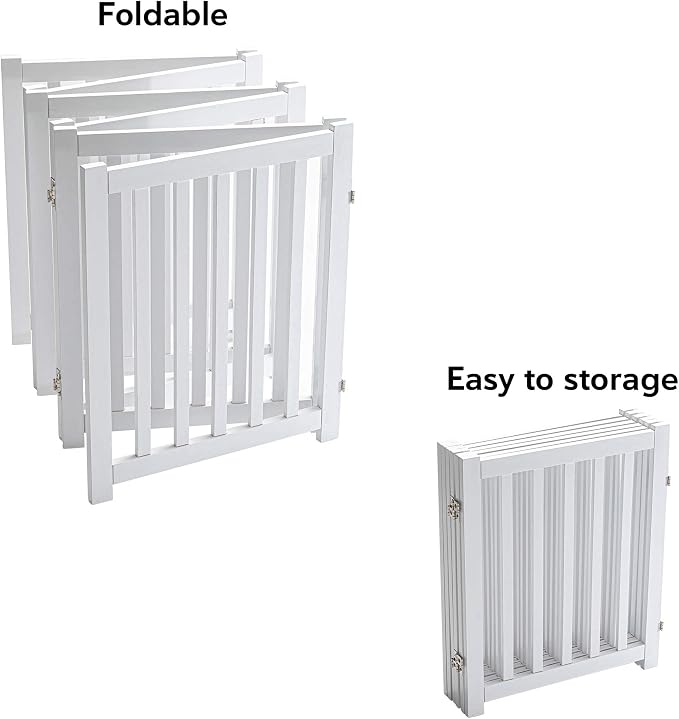 LZRS 6-Panel Extra-Wide Freestanding Wooden Dog Gate Indoor – 24”High Foldable - Image 4