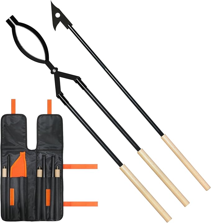 42" Fire Tongs Firewood Log Grabbers and Fire Poker Set, Portable Detachable by Unknown