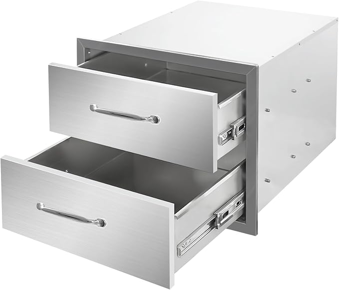 Outdoor Kitchen Drawers 18" W x 15" H x 23" D Stainless Steel Double Drawers by Unknown