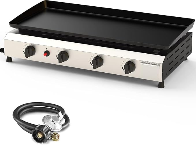 4 Burner Flat Top Grill, 30 Inch Stainless Steel Tabletop Portable Propane by ADREAK