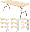 10 Pack Fitted Tablecloth for 8 Foot Rectangle Tables, Washable Stretch Folding by REWOMC
