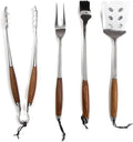 Barbecue Tool Set, 4 Piece Stainless Steel with Bonded Teak Handles