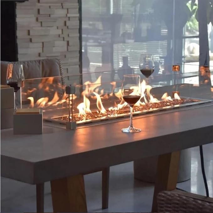 Elementi | Sonoma Gas Fire Pit Cast Concrete Rectangular Dining Fire Table - Image 7