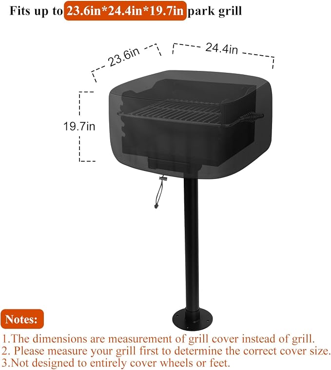 Grill Cover for Park Style Grill, Rectangular Table Top BBQ Grill Cover - Image 2