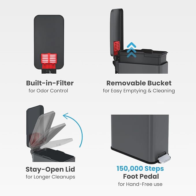iTouchless SoftStep 3 Gallon Slim Bathroom Trash Can - Image 3