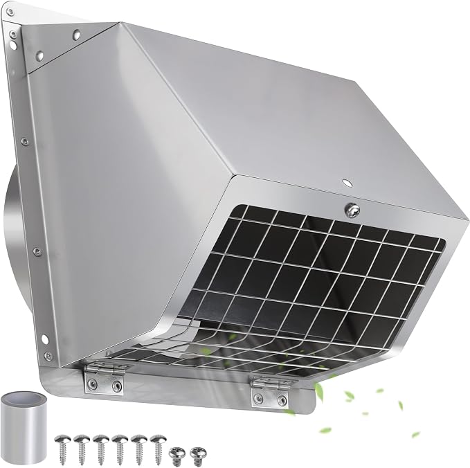 Dryer Vent Cover Outside 6 Inch Wall Vent, 304 Stainless Steel Exhaust Vent by JYINCPED