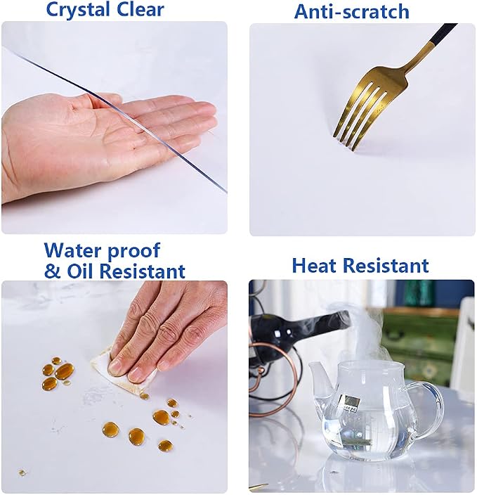 19x60" Clear Vinyl PVC Office Writing Desk Protector Mat Table Protector Cover - Image 6