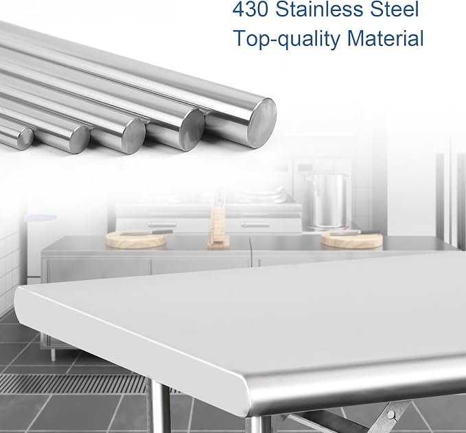 HARDURA Folding Stainless Steel Table 30X48 Inches - Image 7