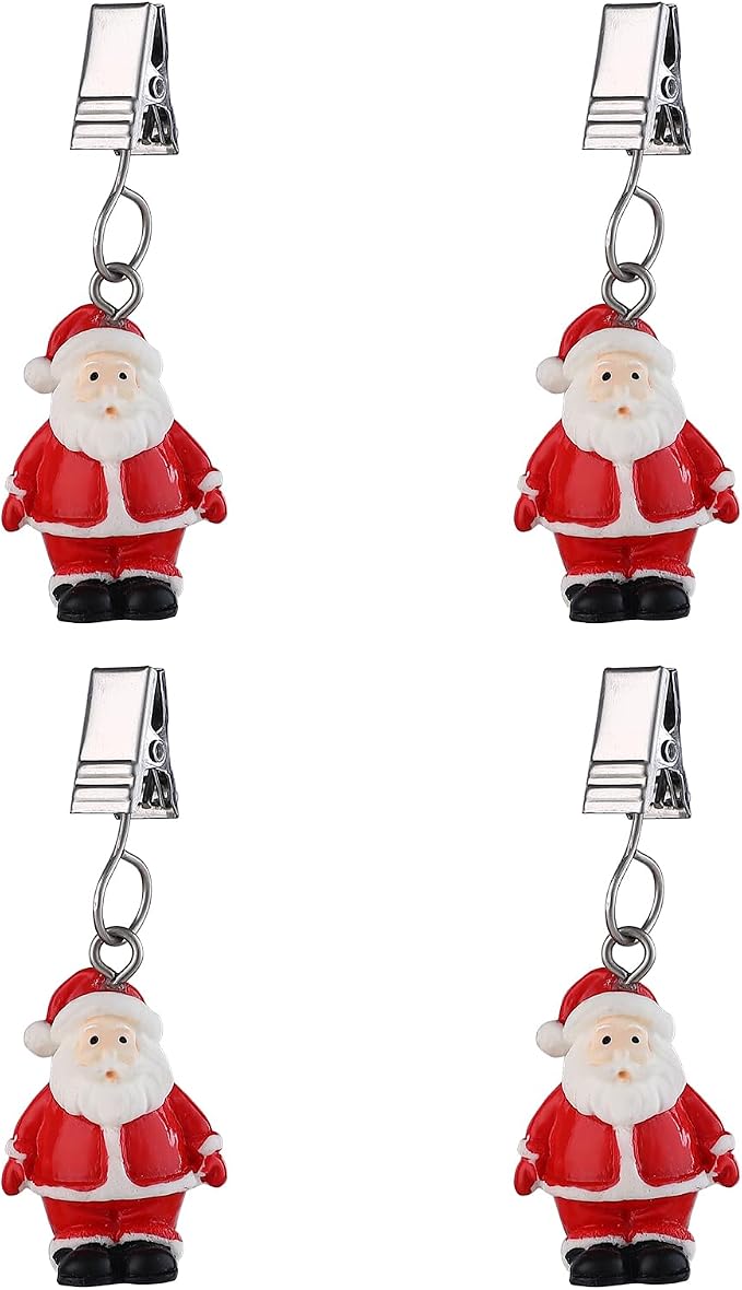 TwoFish Home Set of 4 Xmas Santa Claus Tablecloth Weight Clips Xmas Santa Claus - Image 4