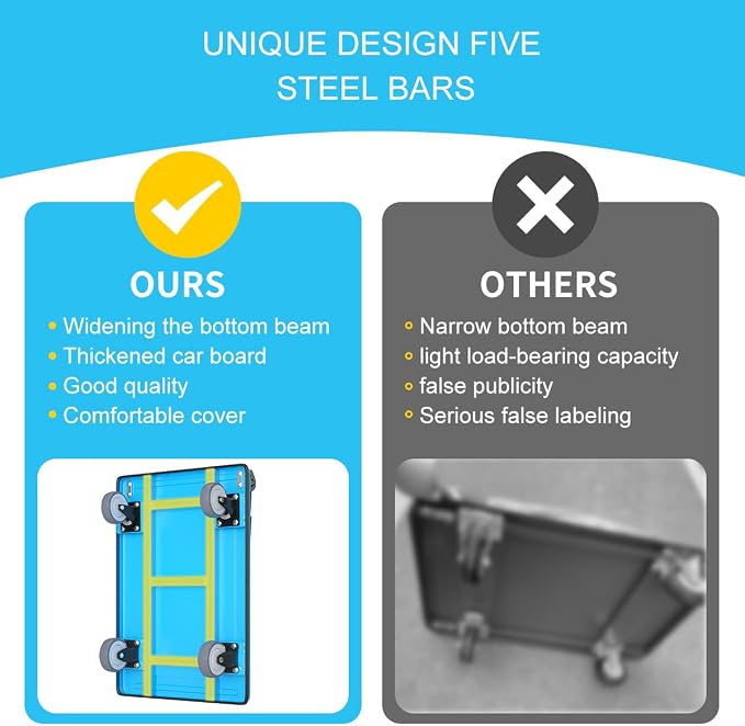 WUD Push Cart, Folding Mobile Platform Trolley, Thickened and Reinforced - Image 2