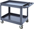 Utility Service Cart with Wheels and Two Trays, Service Cart 2-Shelf 500lbs by Unknown
