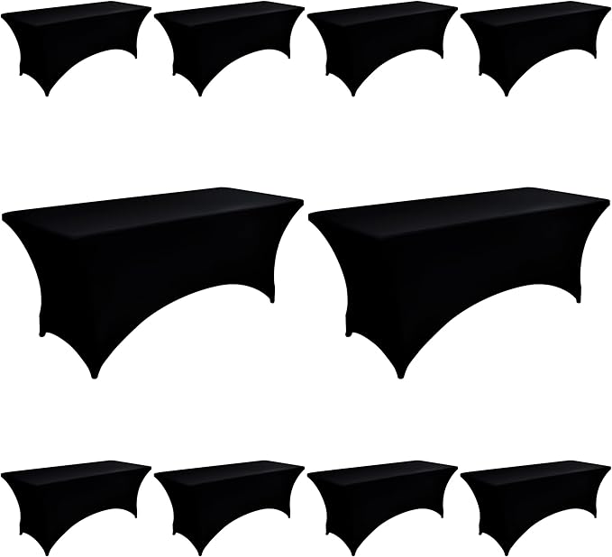 10-Pack 4ft Black Spandex Table Covers by Unknown