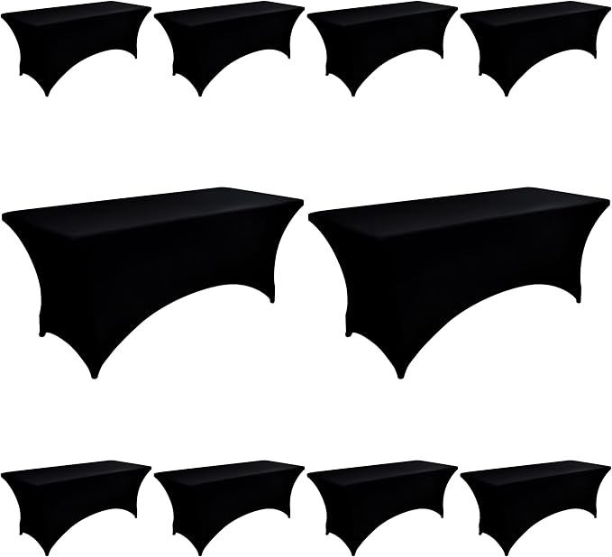 10-Pack 6ft Black Spandex Table Covers by Unknown