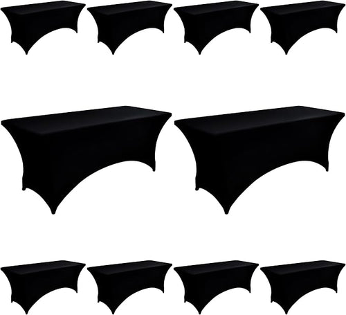 10-Pack 6ft Black Spandex Table Covers by Unknown