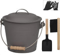 Poofzy Ash Bucket with Lid and Shovel, 1.3 Gallon Fireplace Bucket by Poofzy