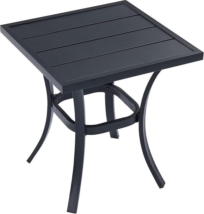 VICLLAX 18" Outdoor Side Table Small Patio End Table Square Bistro Coffee Table by HOME