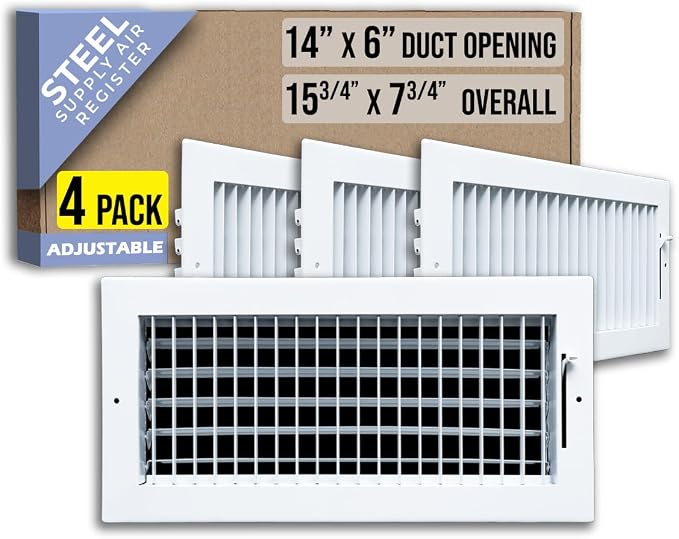 Fits 14x6 Duct Opening Steel Adjustable Air Supply Grille by Handua | Register by Handua