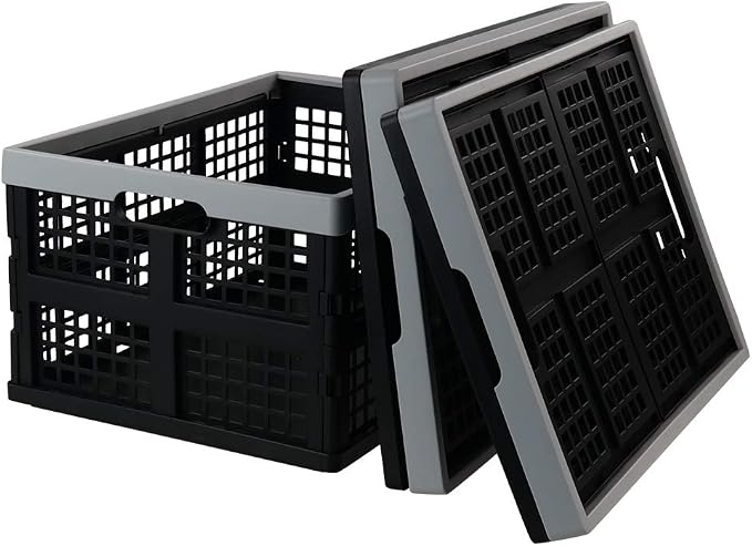 Jekiyo 34-Liter Folding Crates Storage, Collapsible Container Plastic by Jekiyo