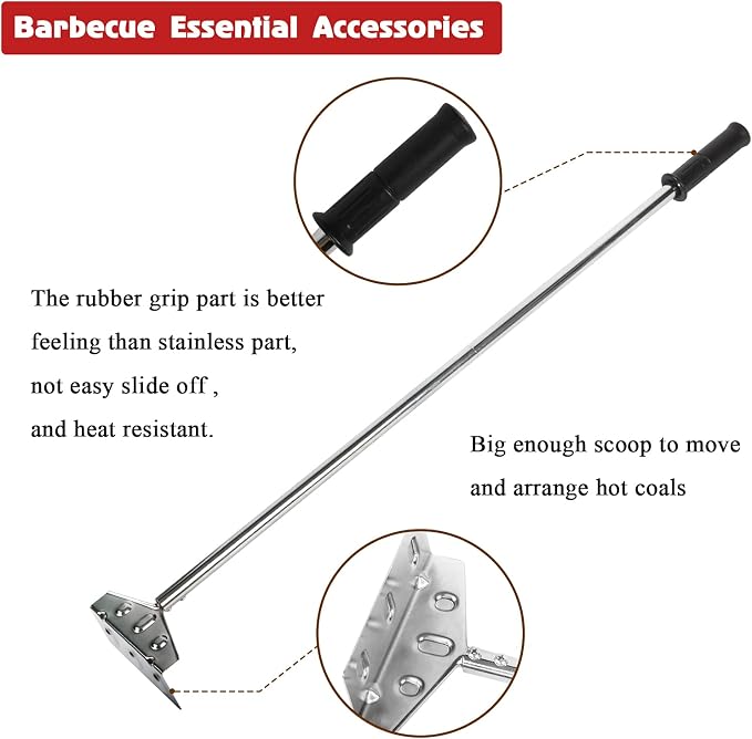 Heavy Duty Charcoal Grill Rake Ash Tool Accessories - Image 4