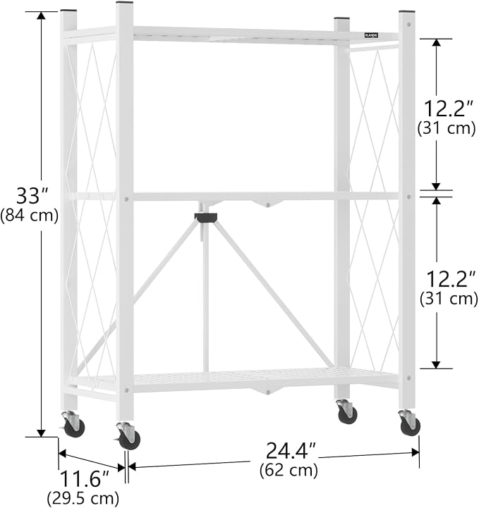 ALANNG Storage Shelves with Wheels, Bookshelf with Storage, No Assembly Metal - Image 3