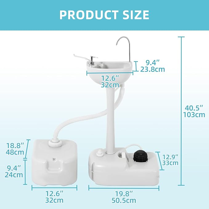 YITAMOTOR Portable Sink 17L Camping Hand Washing Station - Image 6