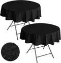 Nasitos 2 Pack Round Black Tablecloth 60 Inch-Vinyl Tablecloths Spill-Proof by Nasitoshomedecor