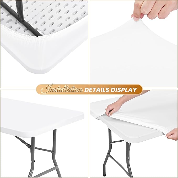 10 Pack Stretch Fabric Table Top Cap Cover, fits 8Ft Tables, Spandex Table - Image 4