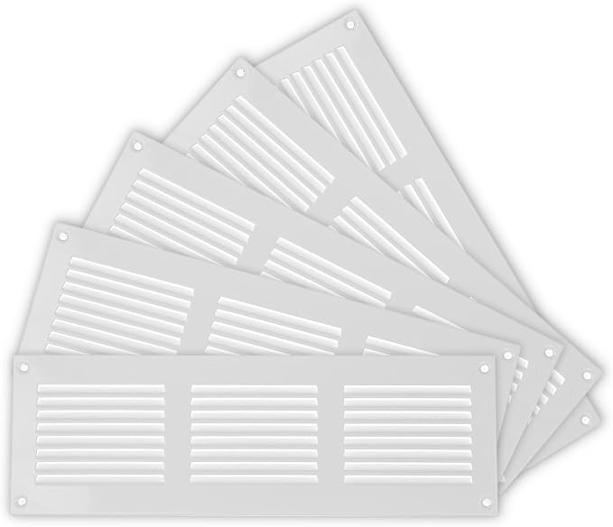Repa Market 5-Pack 12x4 Inch Air Vent Cover/White Galvanized Steel Louvered by RepaMarket
