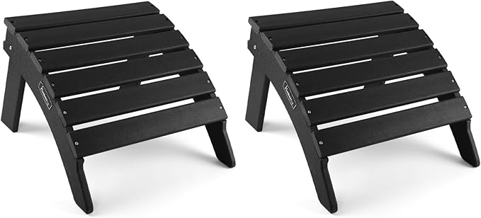 FUNBERRY Folding Adirondack Ottoman Set of 2, HDPE All Weather Outdoor Foot Rest by FUNBERRY