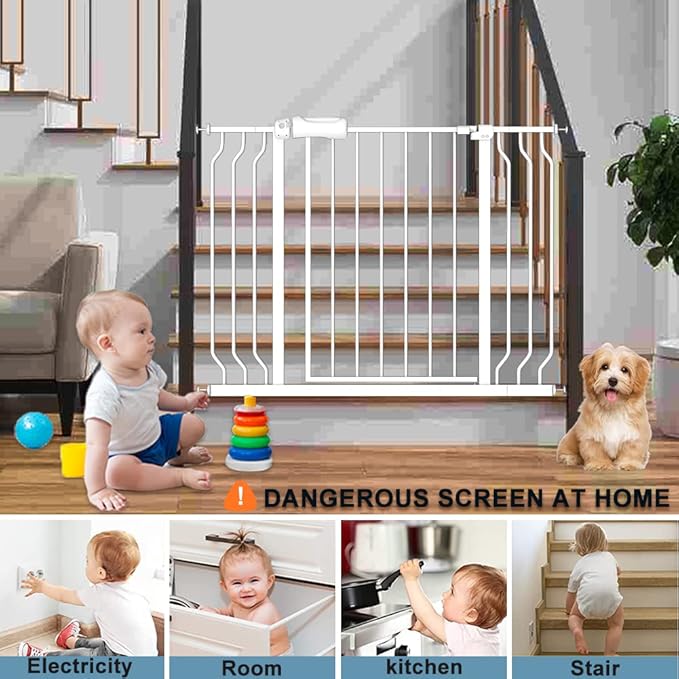 Extra Wide Long Baby Gates 62-67 Inch Stairs Doorways Pet Dog gate Indoor - Image 8